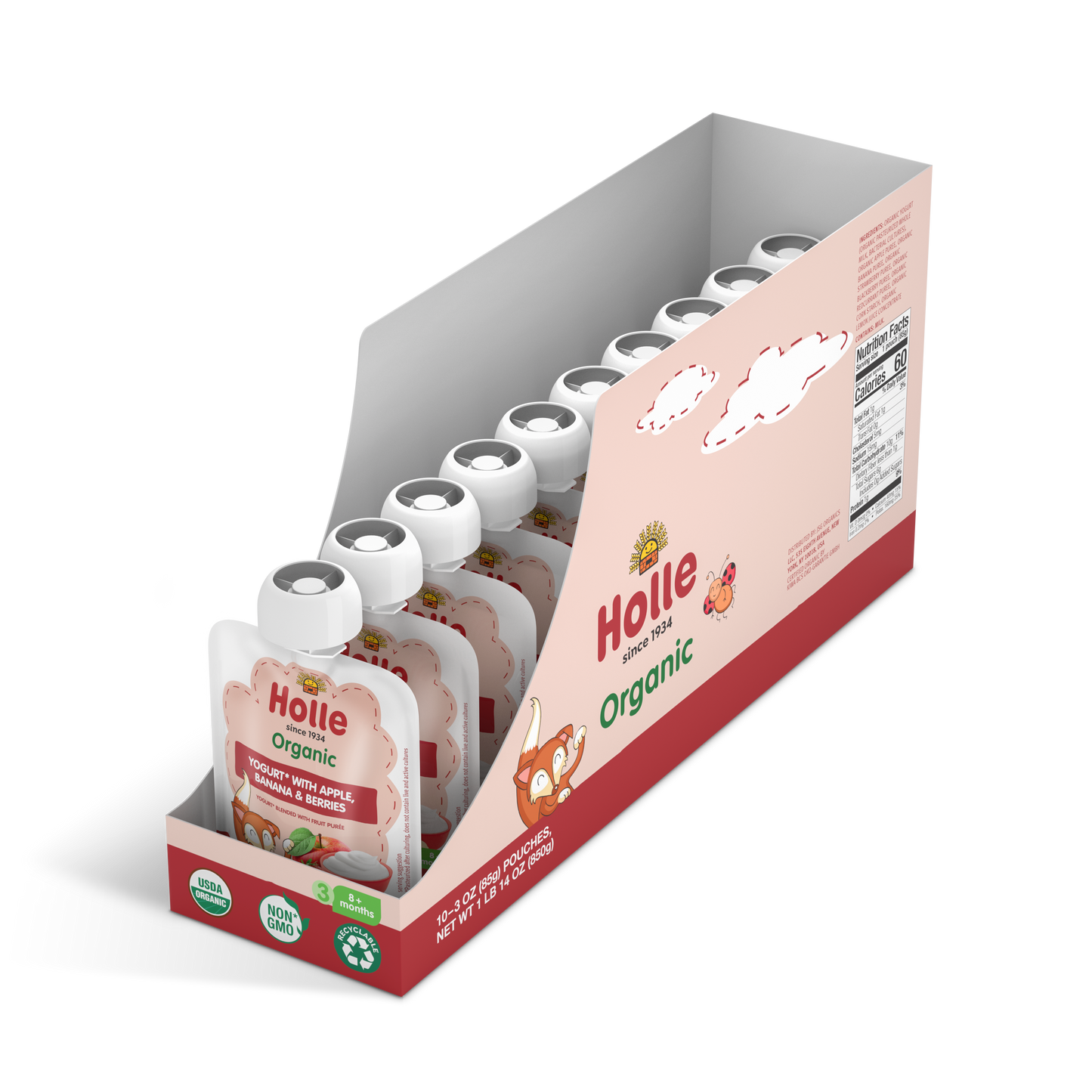 Holle Organic Yogurt Pouches - Apple, Banana & Berries