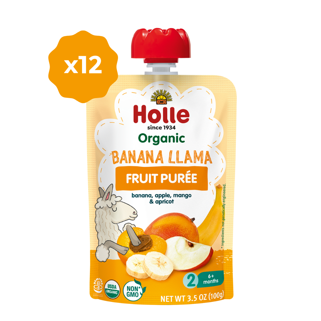 Holle Baby Food Pouches - Organic Fruit Puree - Banana Llama