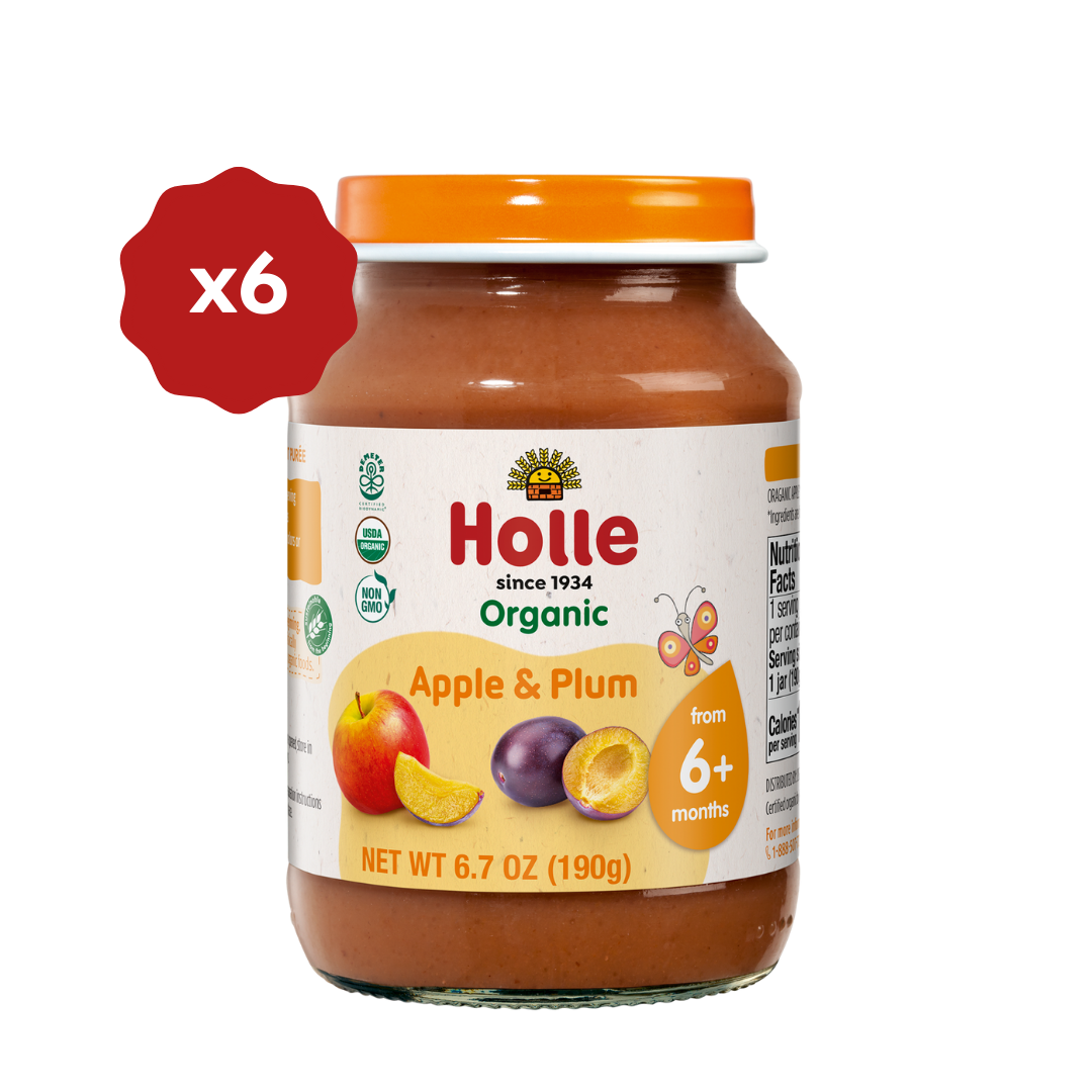 Holle Organic Baby Food Jar - Apple & Plum - 6 Jars