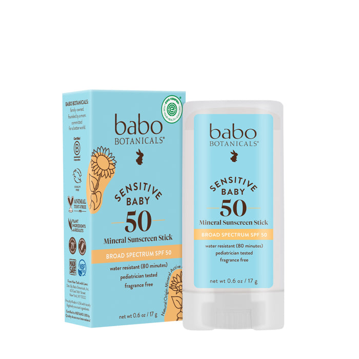 Babo Botanicals Sensitive Baby Mineral Sunscreen Stick SPF 50 0.6 oz / 17 g