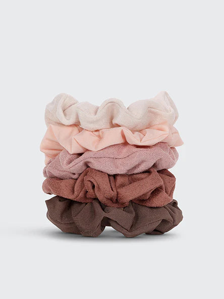 Kitsch Assorted Textured Scrunchies Set in Terracotta